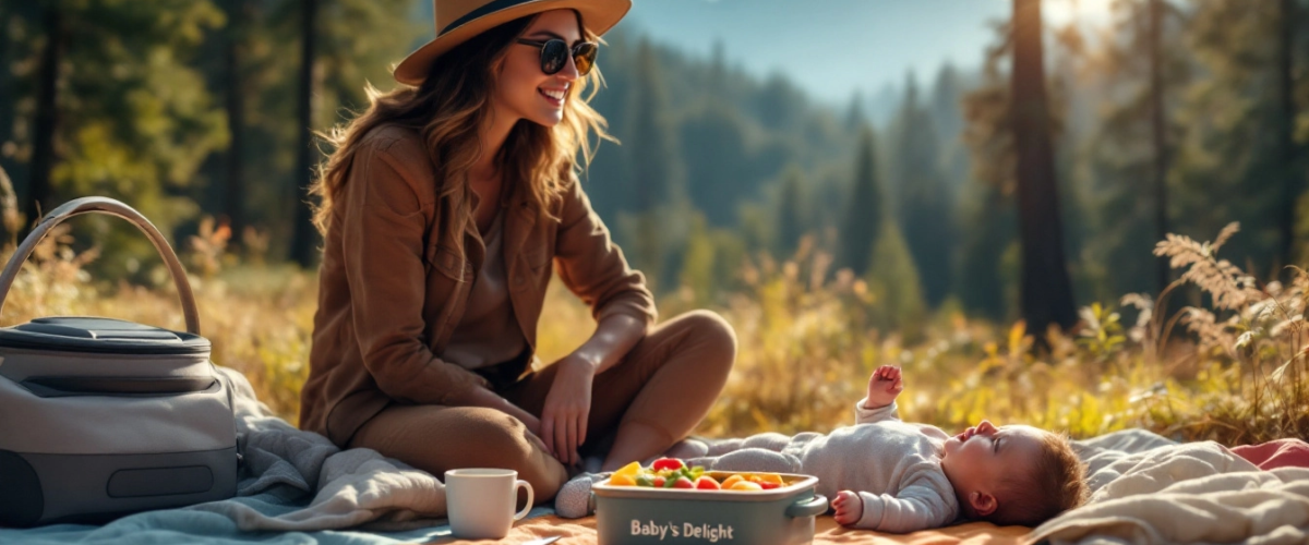 Baby feeding tips for camping, portable baby food ideas, breastfeeding while camping, baby formula preparation outdoors, feeding gear for camping with babies